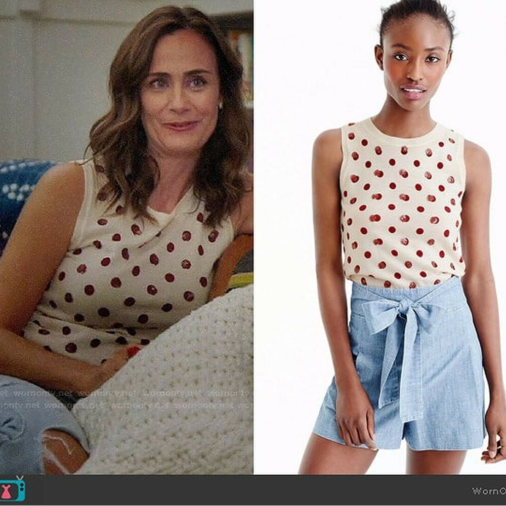 J. crew merino wool embellished polka dot shell - Jackie sweater